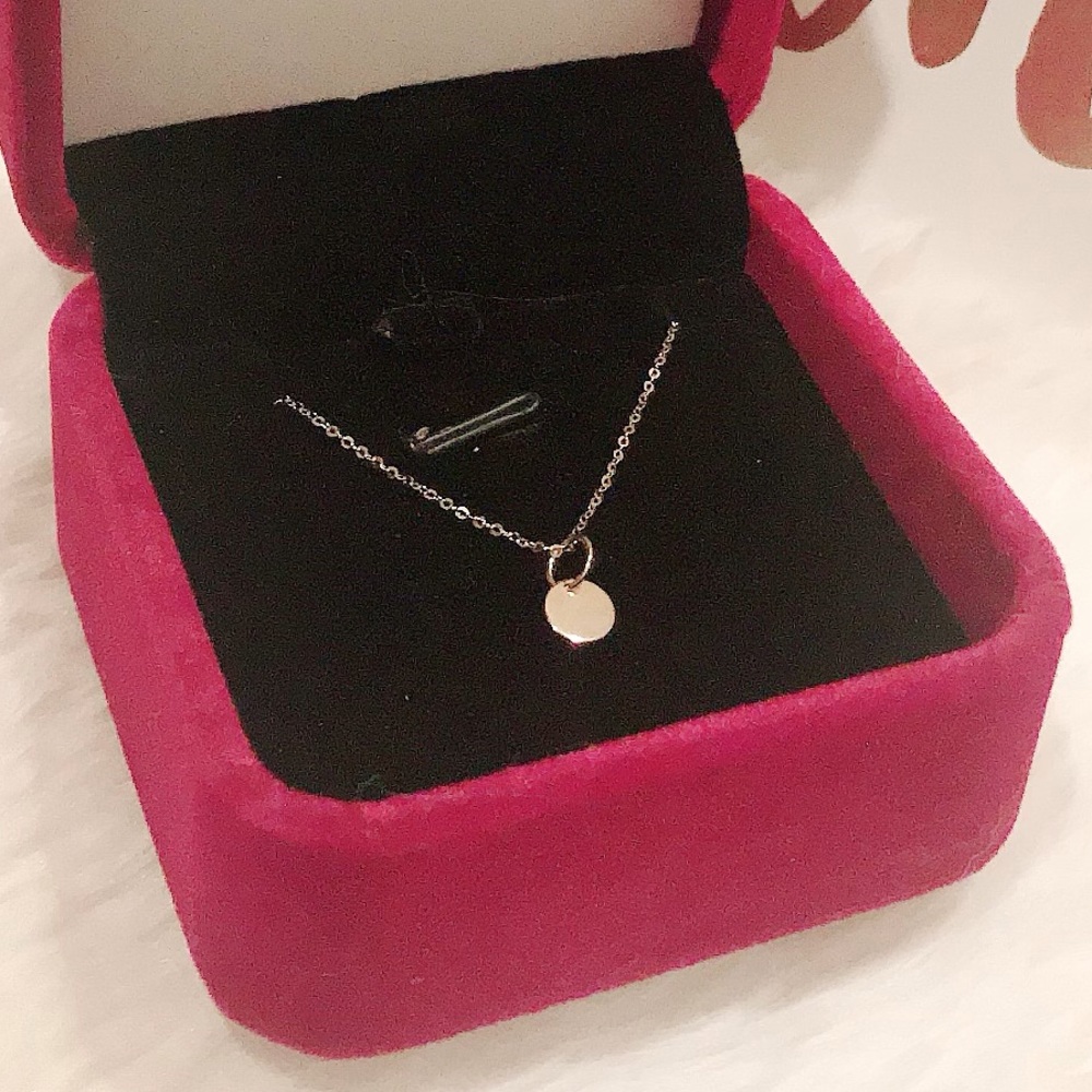 14K solid Gold Pendant Disc only + FREE Velvet Box